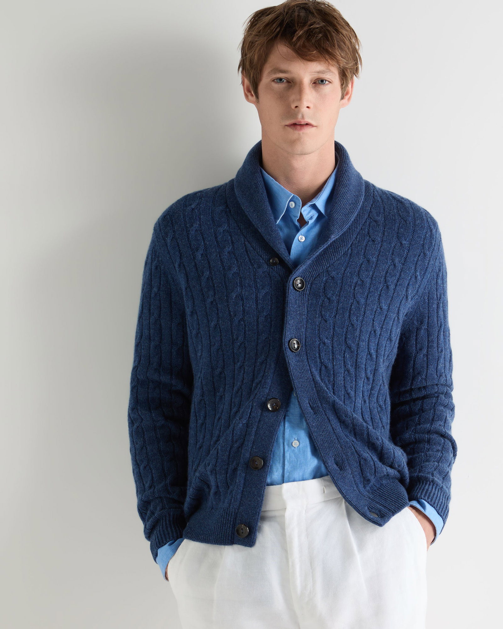 Men's Garrick Shawl Cable Cashmere Cardigan