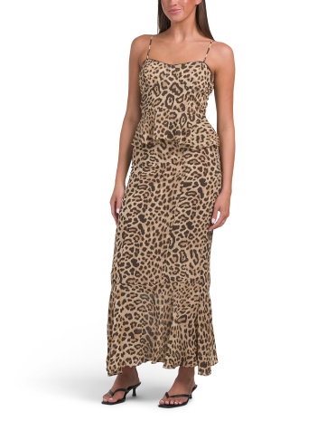 2Pc Bustier Peplum Top And Skirt Set, Polyester