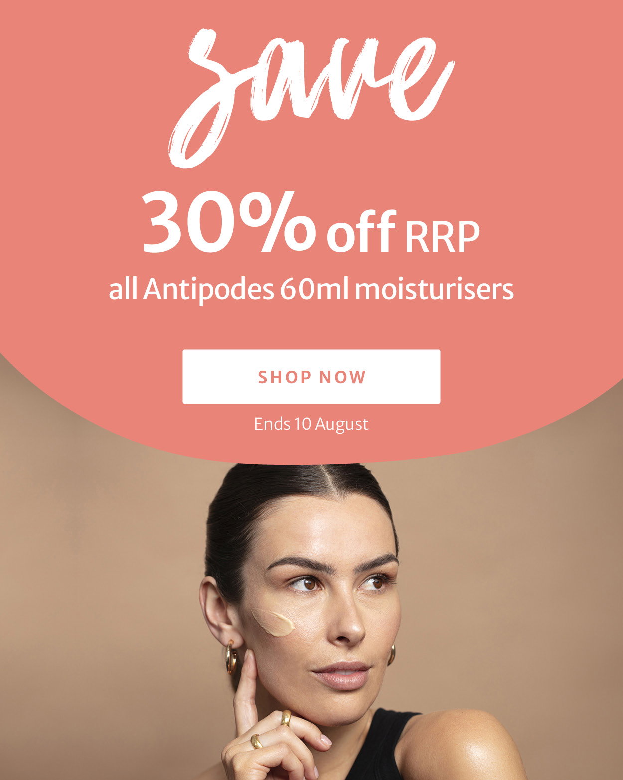 30% off RRP on all Antipodes 60ml moisturisers