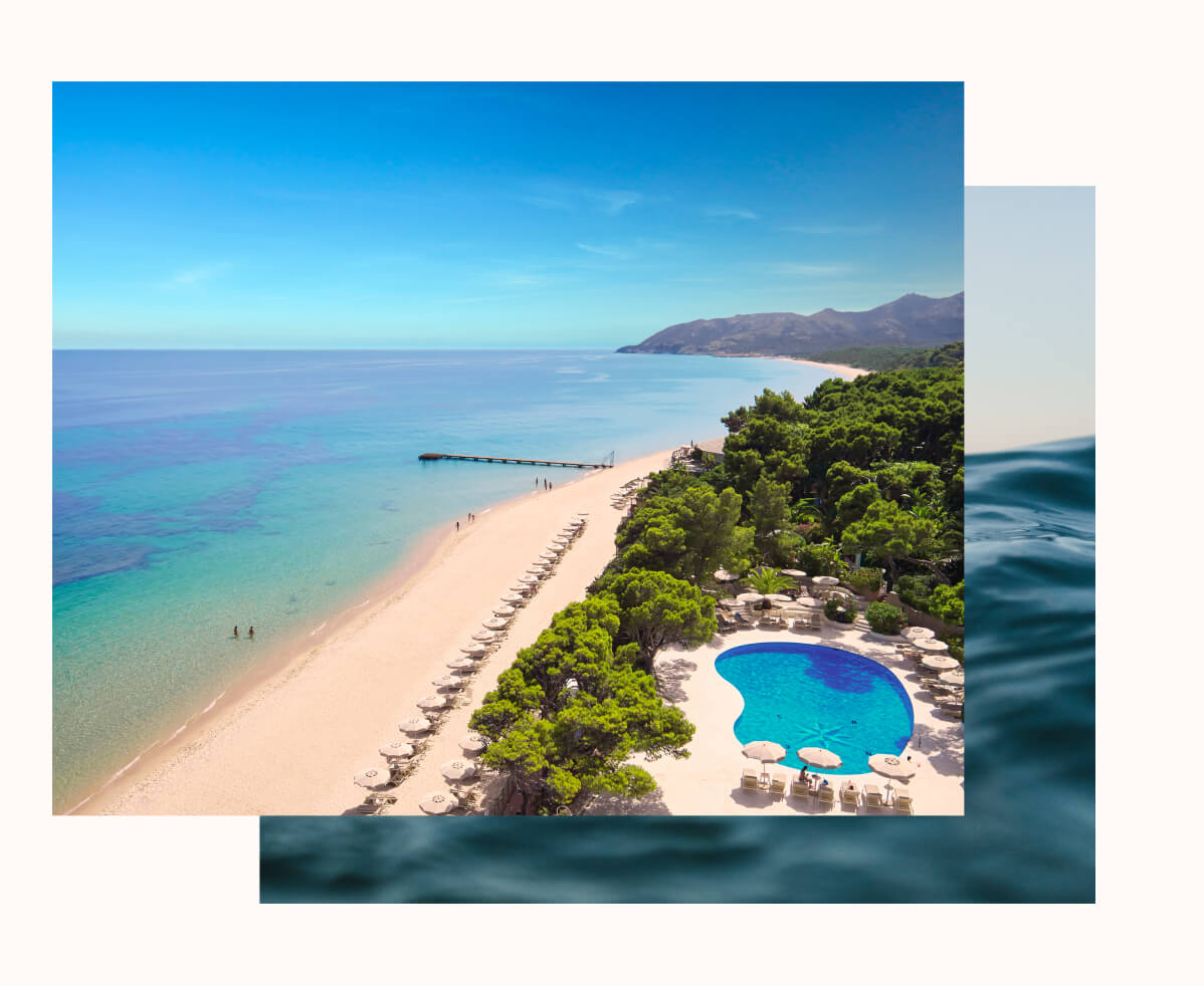 Overlayed images of Forte Village resort in Sardinia.