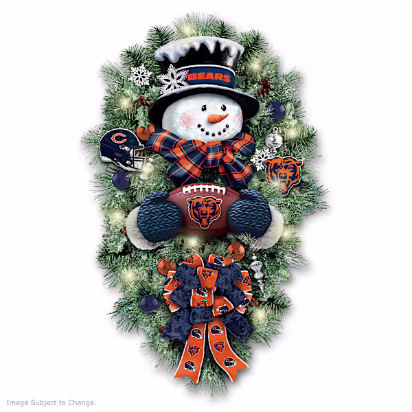 Chicago Bears Illuminated Snowman Wreath