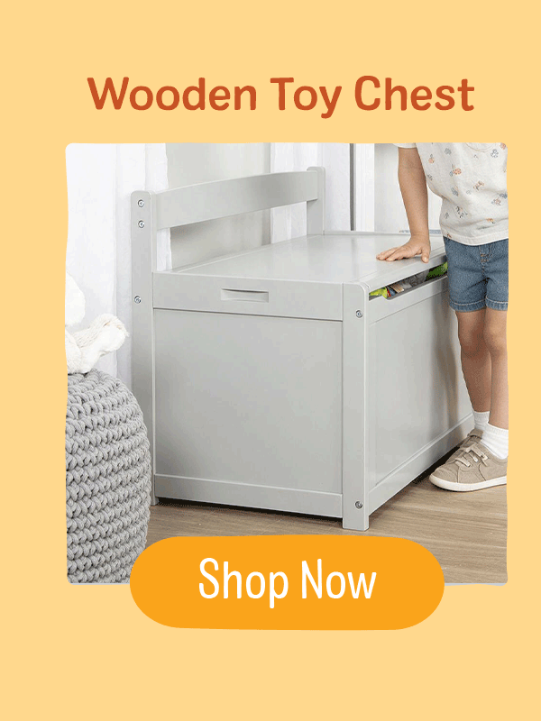 Wooden Toy Chest (Gray) 