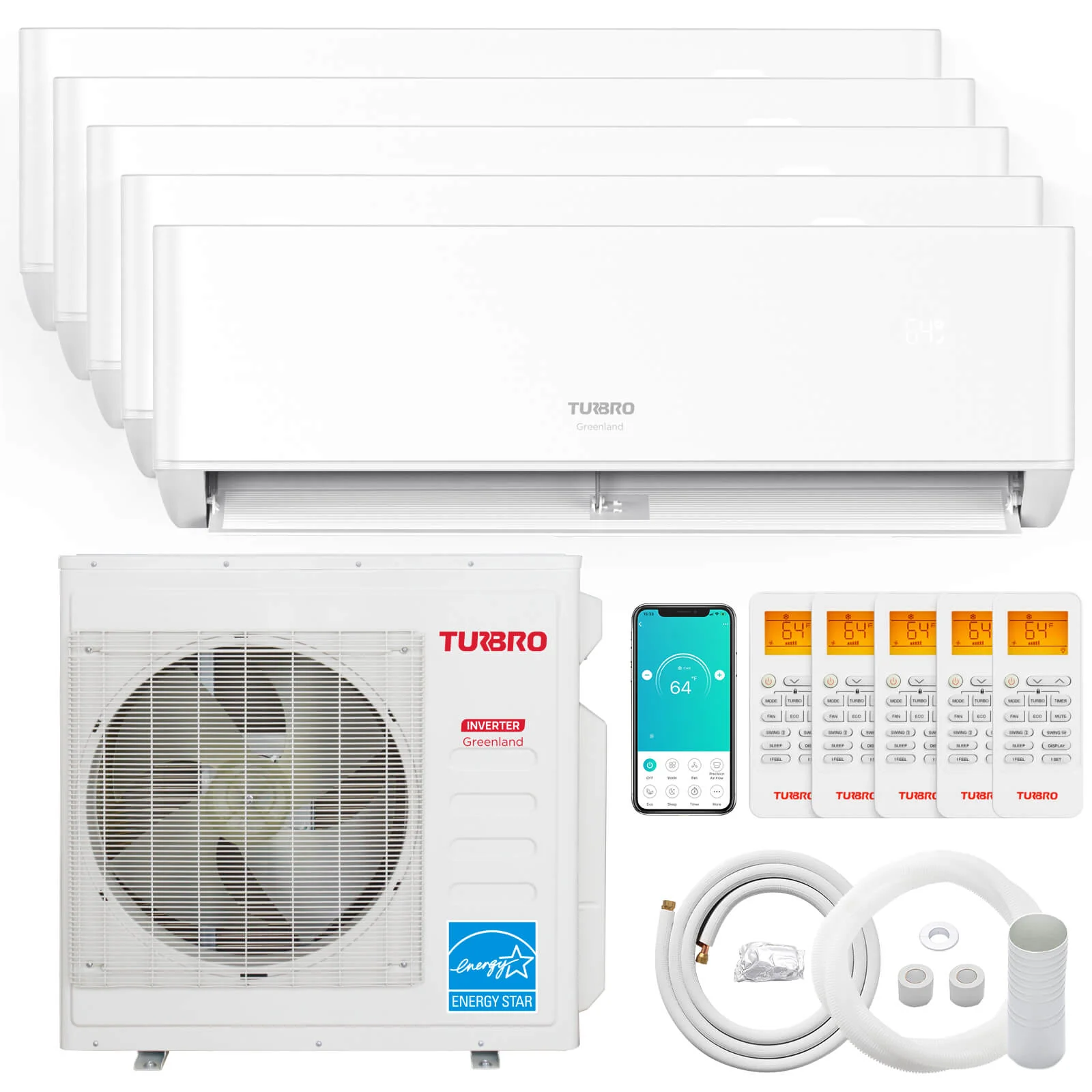 Image of Greenland 42,000 BTU Penta-Zone (5) Mini Split AC (R454B)