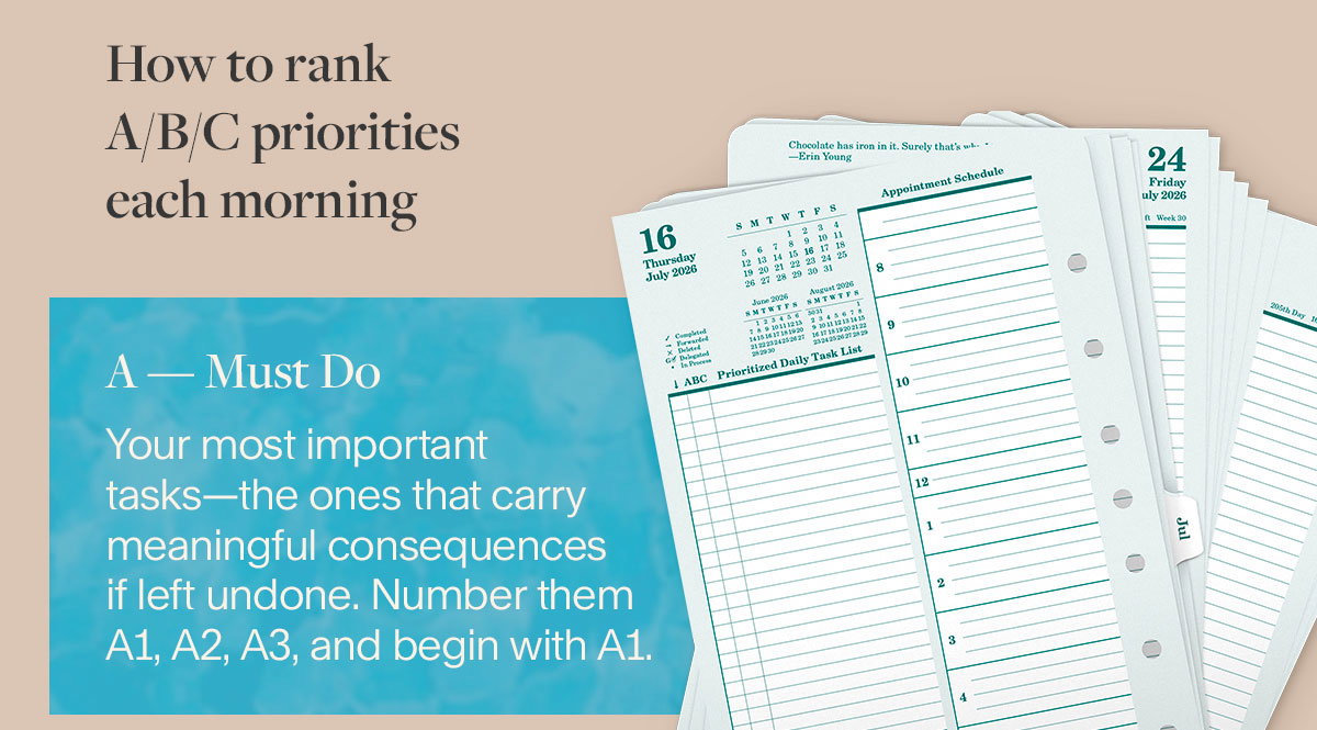 How to rank A-B-C priorities each morning.