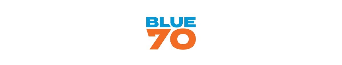 Blue70 logo with text offering 10% off on products.