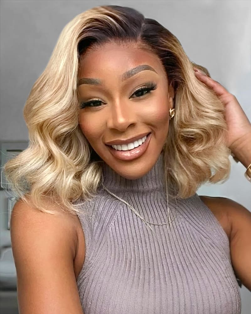 Arabella 6x5 invisible knots Glueless Loose Body Wave Bob Wig Pre-cut Lace Brown Blonde Ombre Beginner Friendly