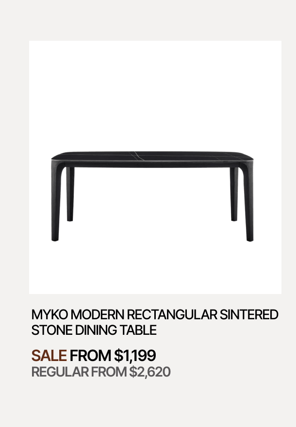 MYKO MODERN RECTANGULAR SINTERED STONE DINING TABLE - SALE FROM $1,199 - REGULAR FROM $2,620