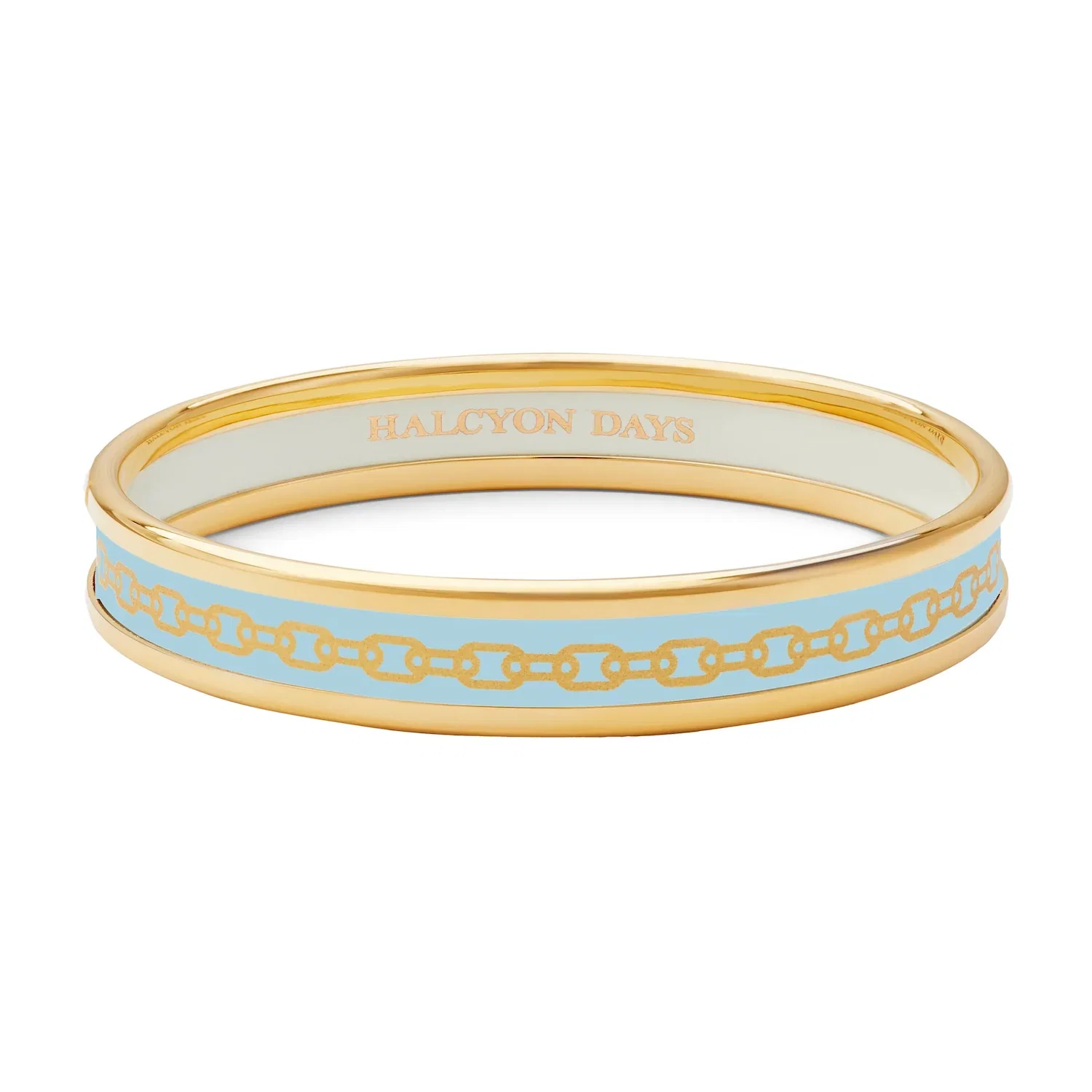 Image of Skinny Chain Forget-Me-Not & Gold Enamel Bangle