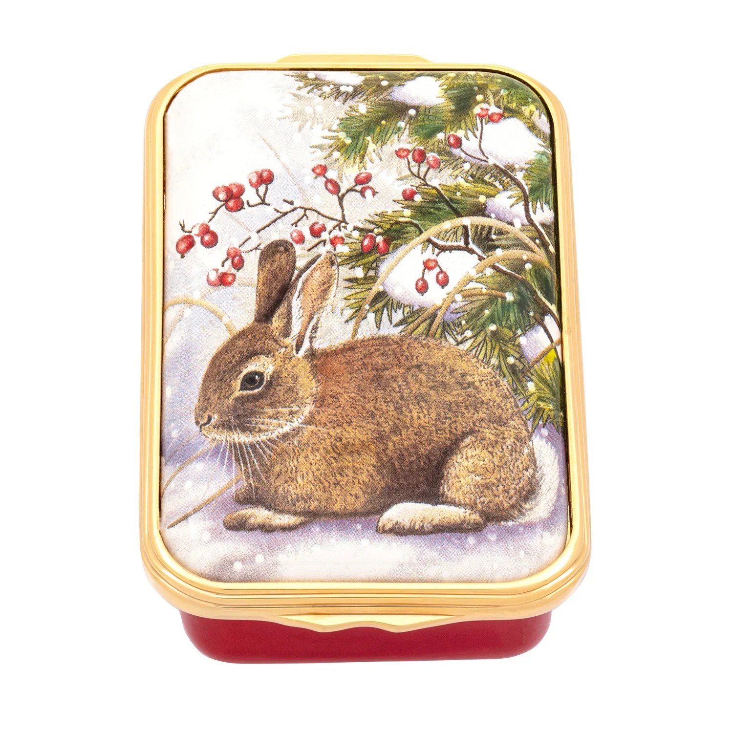 Image of Woodland Rabbit in the Snow Enamel Box