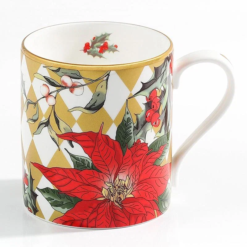 Image of Parterre Gold With Poinsettia Mug