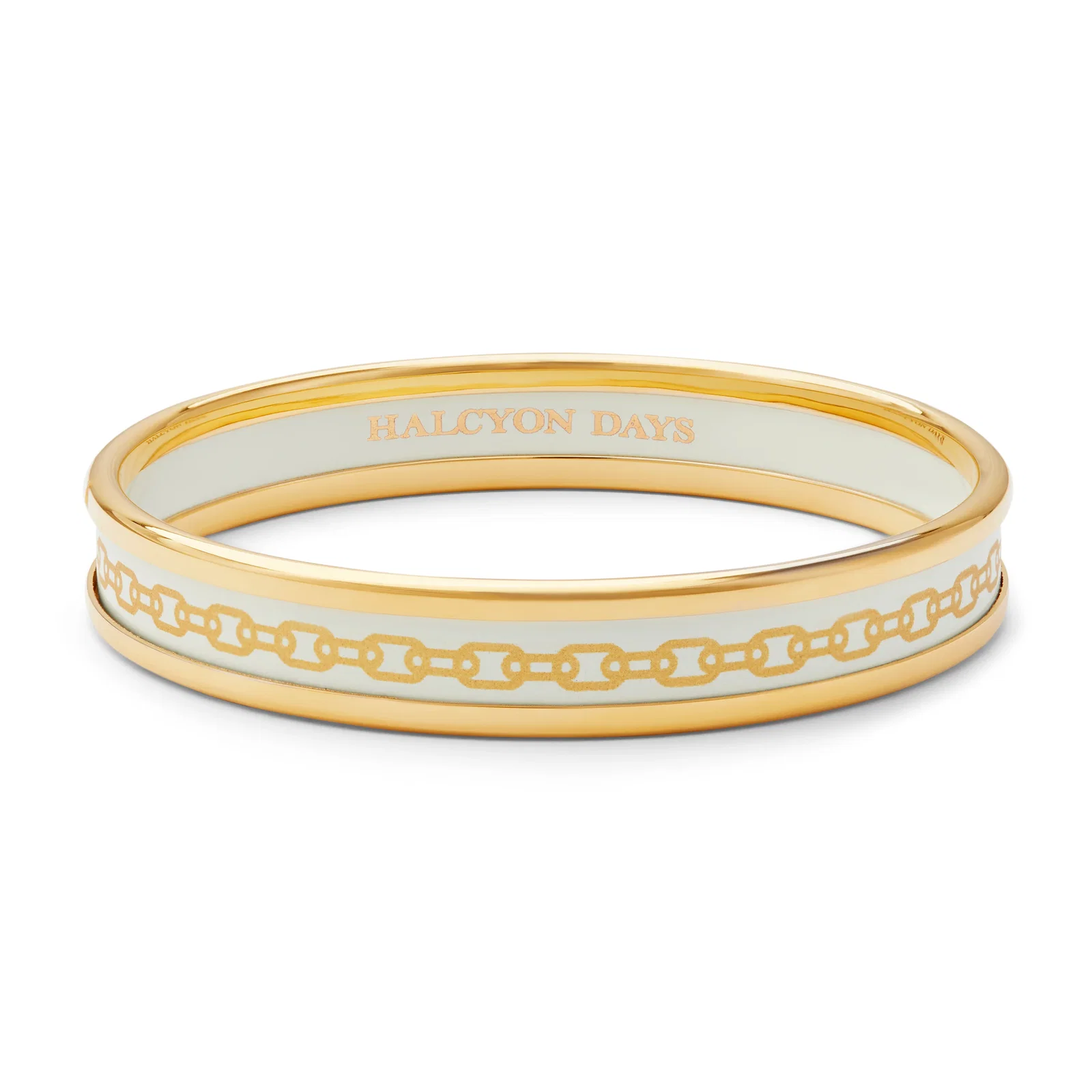 Image of Skinny Chain Cream & Gold Enamel Bangle