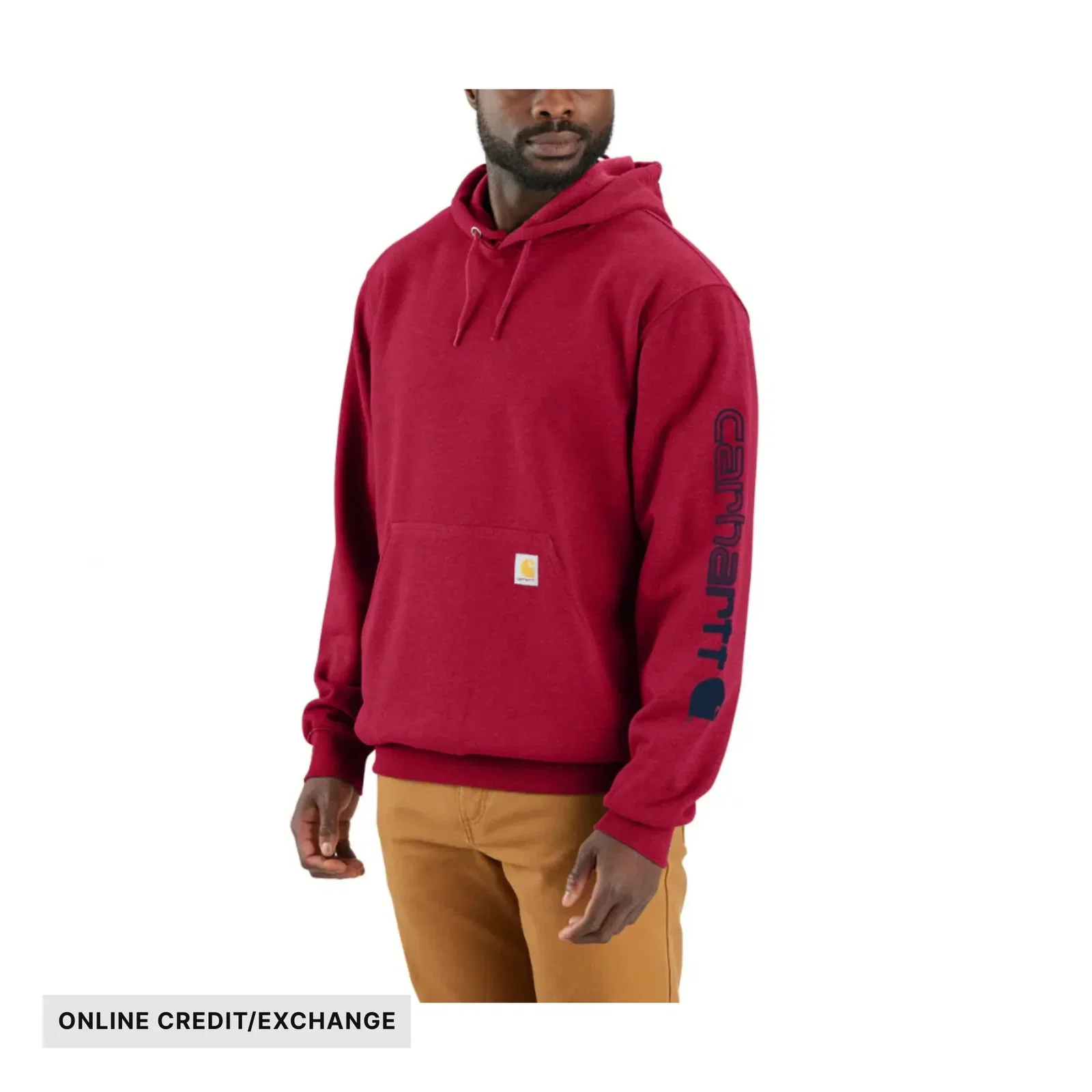 Image of Carhartt Men's Midweight Hooded Logo Sweatshirt - Industry Red