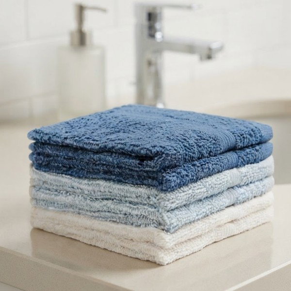 Homewear High Rise Stripe Low Twist Cotton Washcloth, Set of 6