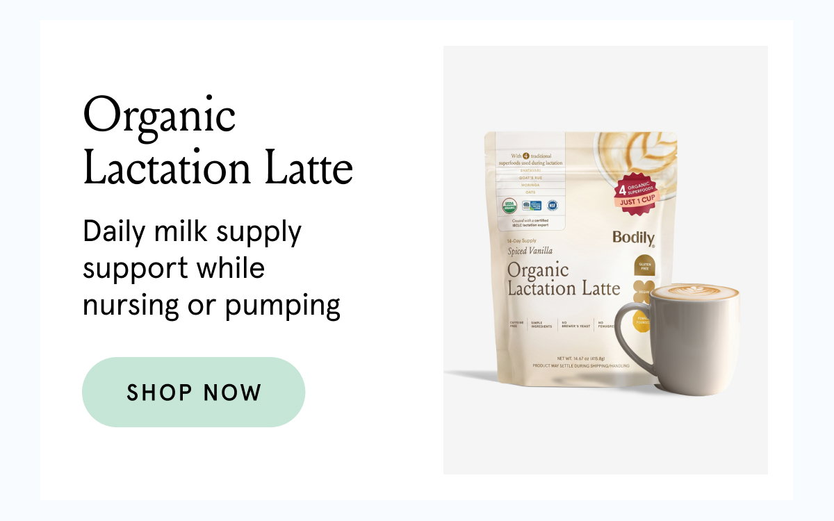 Organic Lactation Latte. Daily milk supply support while nursing or pumping. 