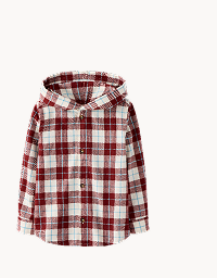 Flannel Hooded Button Up Shirt
