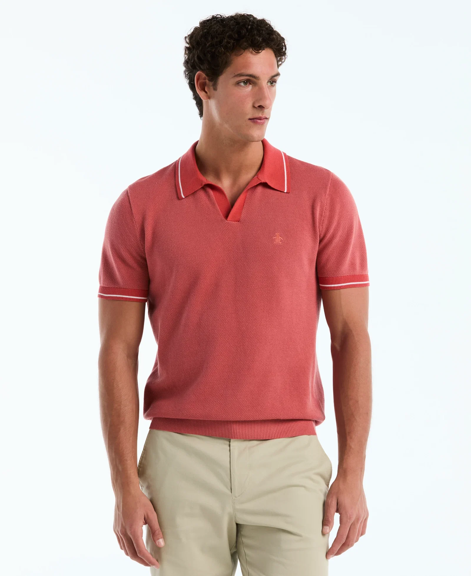 Cotton Honeycomb Sweater Polo Cotton Honeycomb Sweater Polo