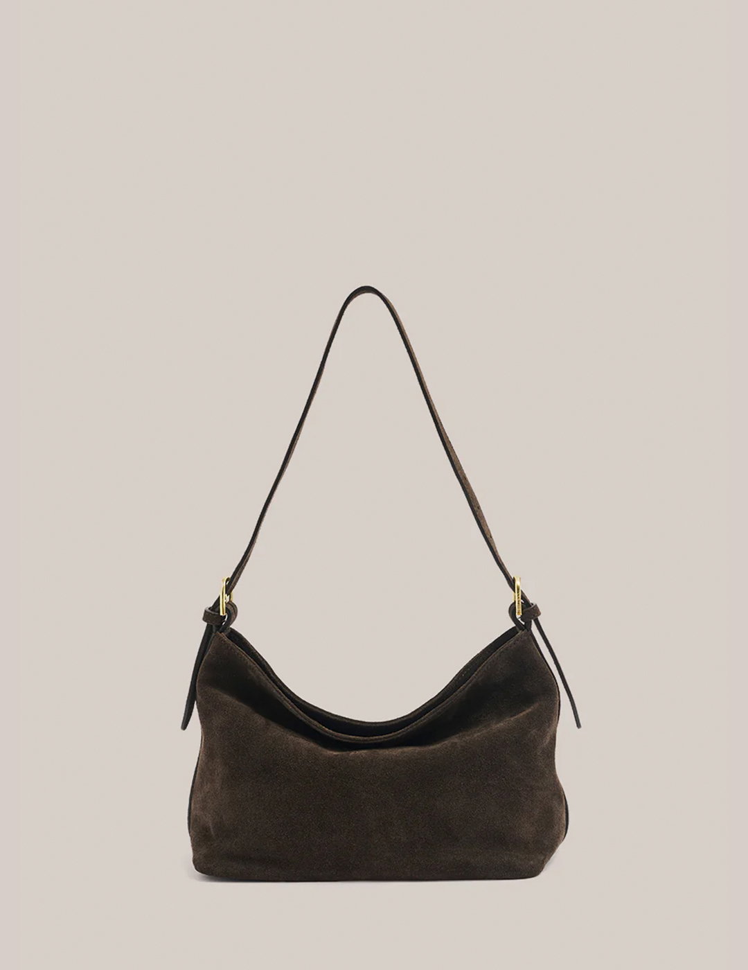 Eden Dark Chocolate Suede Shoulder Bag