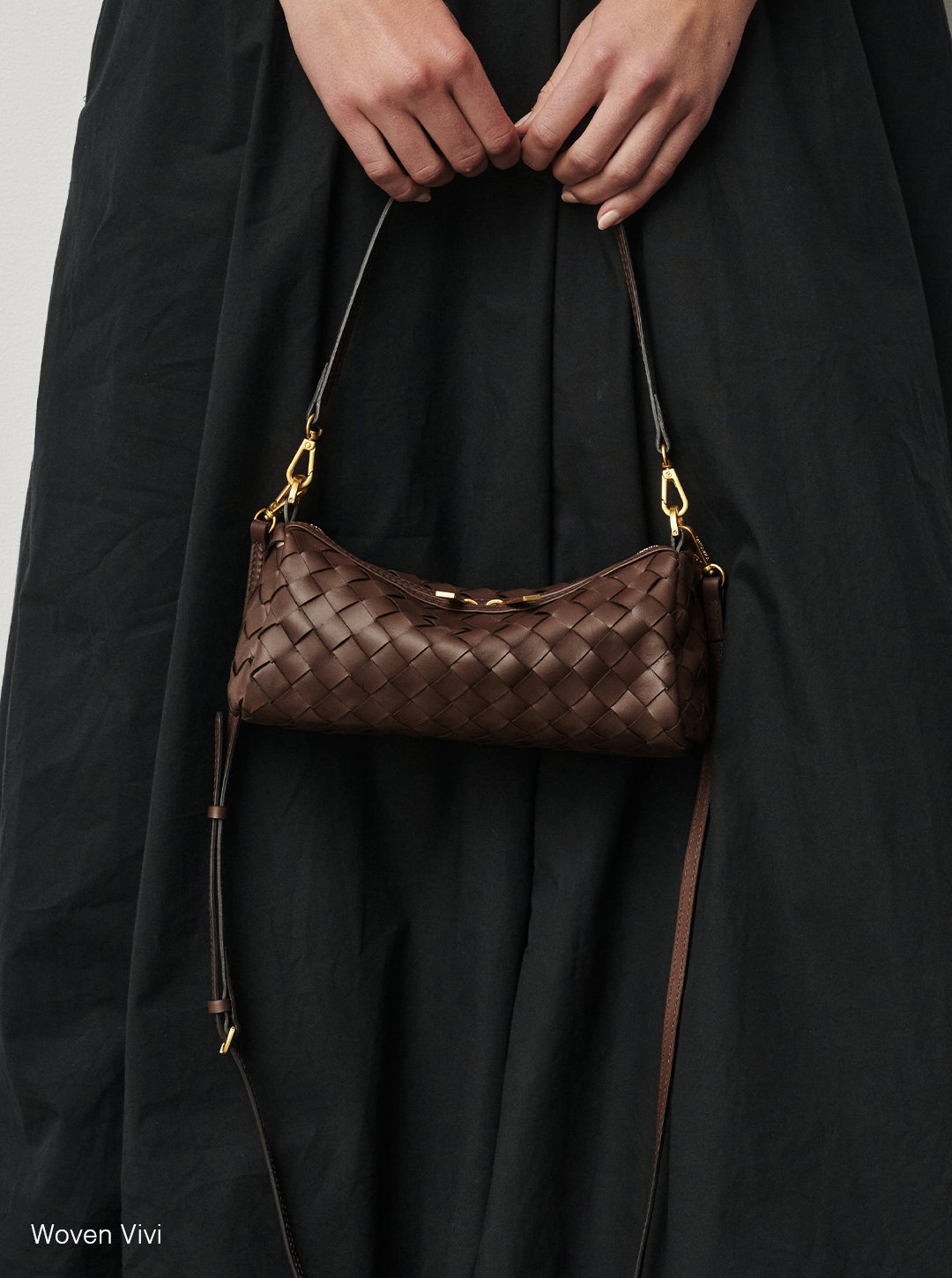 Vivi Woven Shoulder Crossbody Chocolate