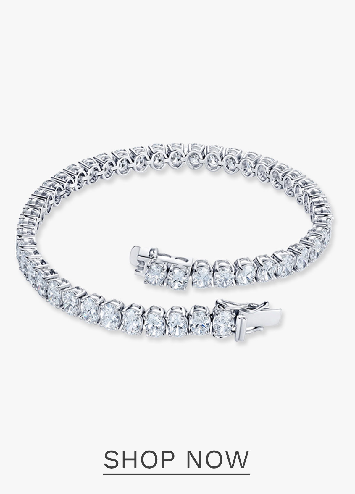 LUXE 10.00ct Lab Diamond Tennis Bracelet with IGI Certified Oval-Cut Diamonds in 18K White Gold