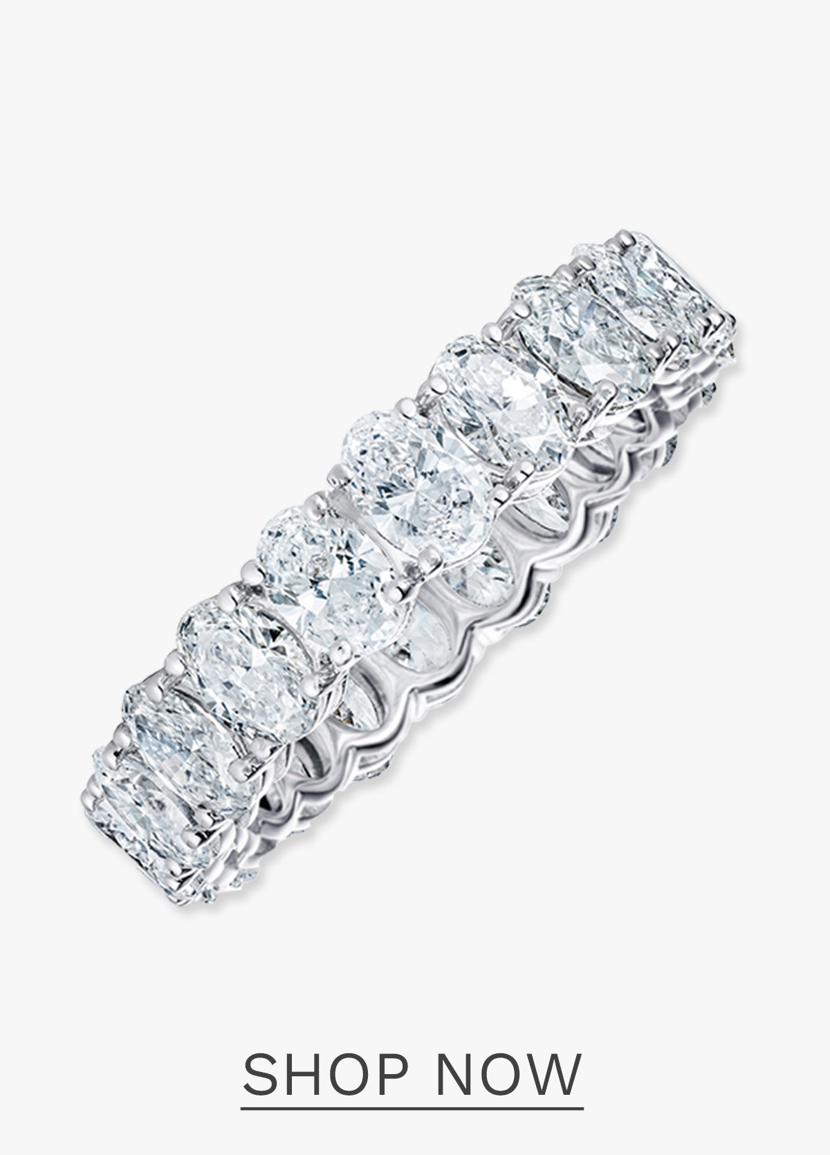 LUXE 4.00ct Lab Diamond Chloe Eternity Ring with IGI Certified Oval-Cut Diamonds in 18K White Gold