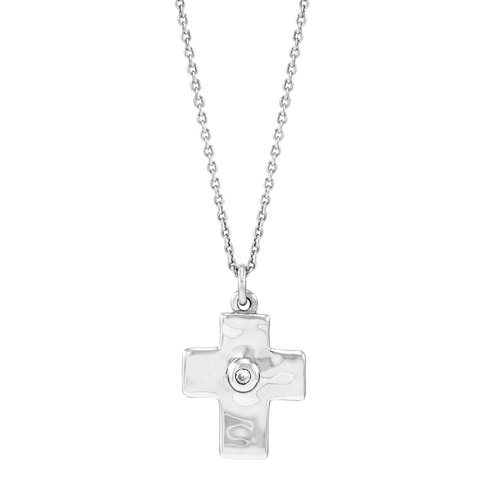 Beacon Cross Pendant Necklace, White Cubic Zirconia