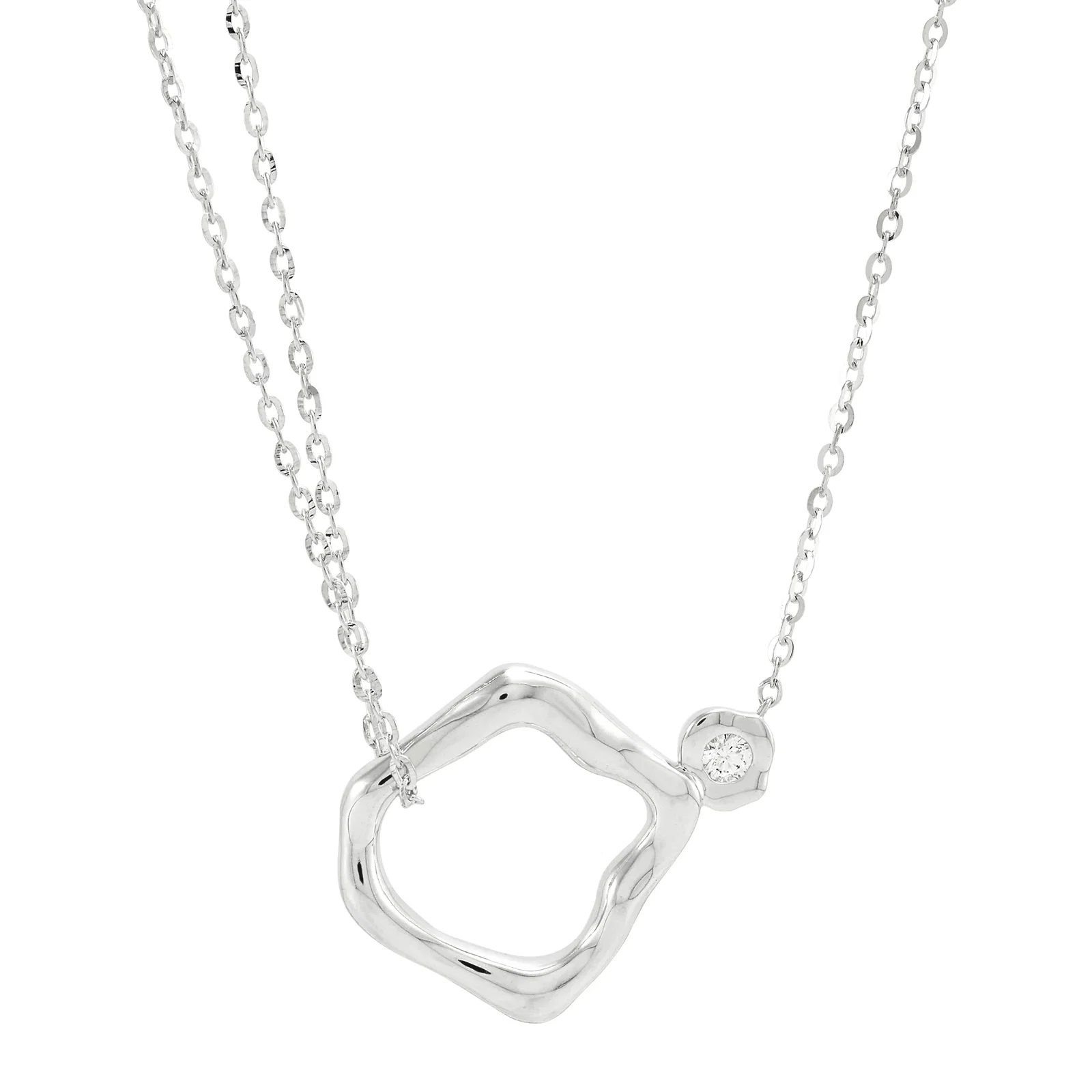 Puzzling Piece Necklace, White Cubic Zirconia
