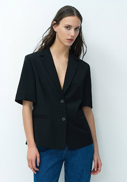 Vinnie Black Tailored Short Sleeve Blazer
