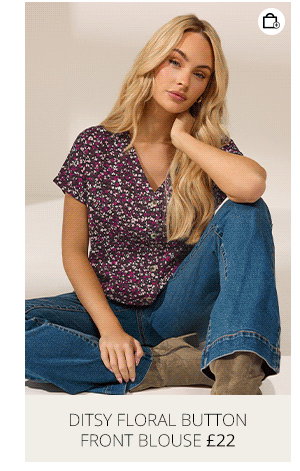 M&Co Berry Purple Ditsy Floral Button Front Blouse