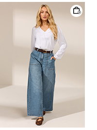 M&Co Blue Mid Wash Carpenter Wide Leg Jeans
