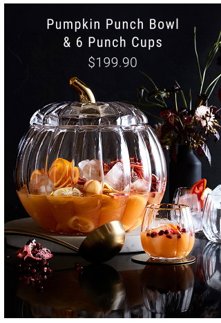 Pumpkin Punch Bowl & 6 Punch Cups $199.90