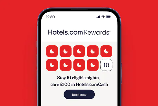 Stay 10 eligible nights to unlock £100 in Hotels.comCash.