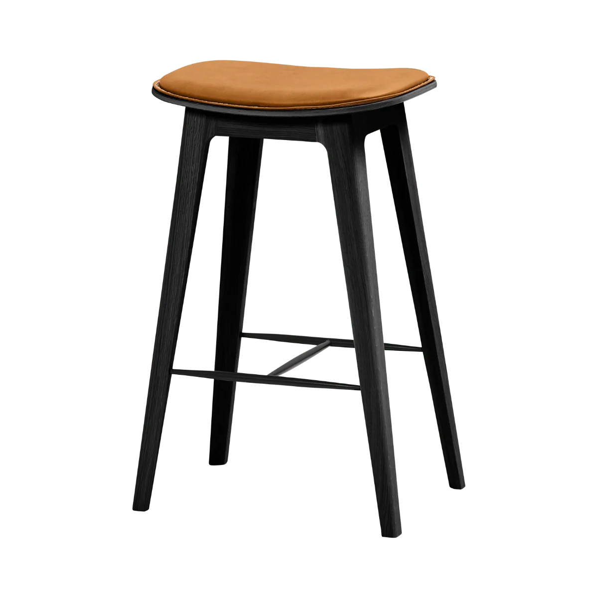 Image of Nordic Bar Stool - Black Stained Oak with stitches