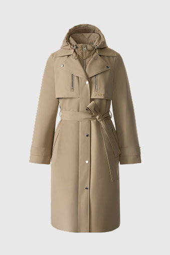 SIOBHAN Down Trench Coat with Removable Bib