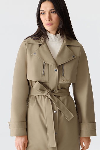 SIOBHAN Down Trench Coat with Removable Bib