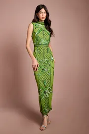 Coast Muse Palm Tree Embellished Midi Dress