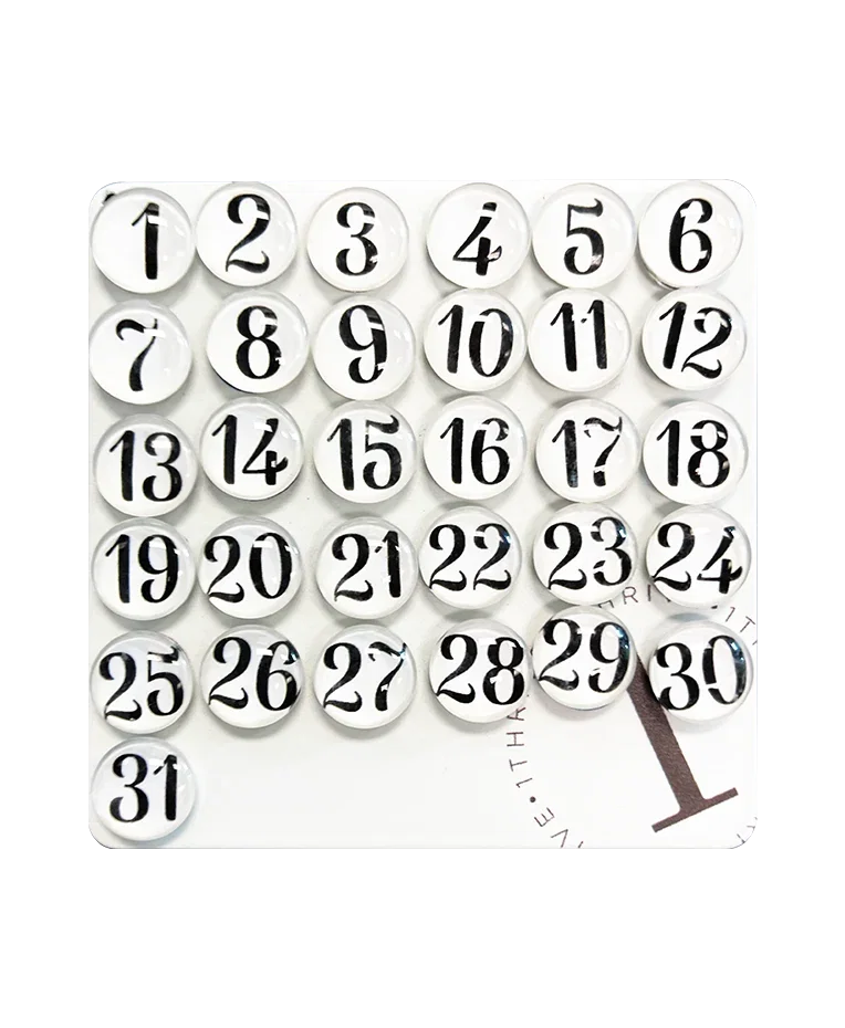 White Number Glass Magnets