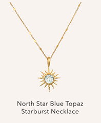 North Star Blue Topaz Starburst Necklace