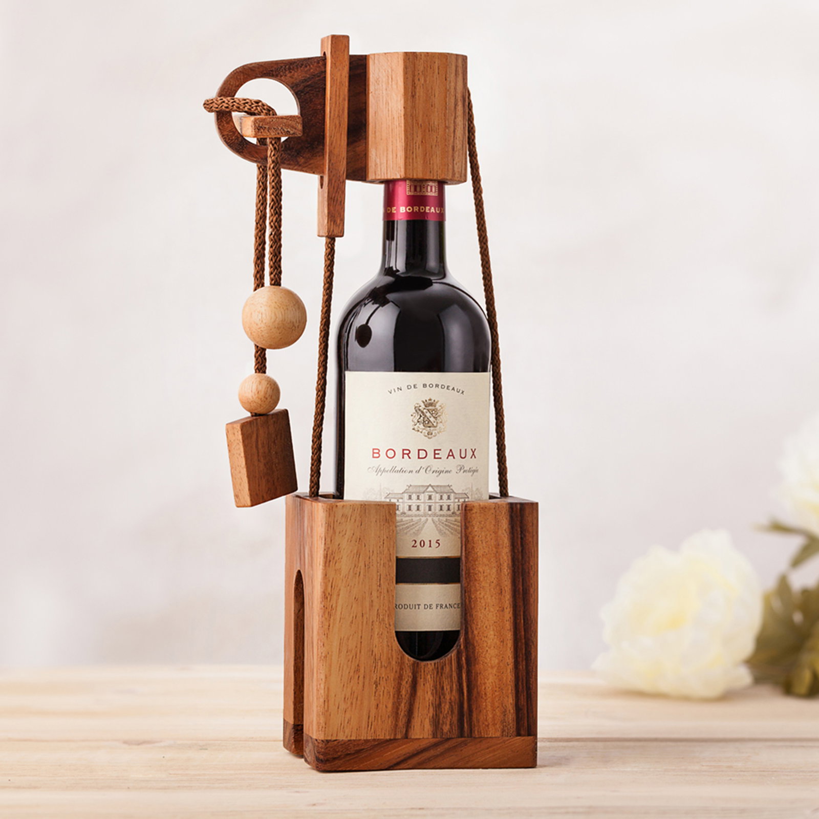 Image of Edelholz Flaschenpuzzle - dunkles Holz