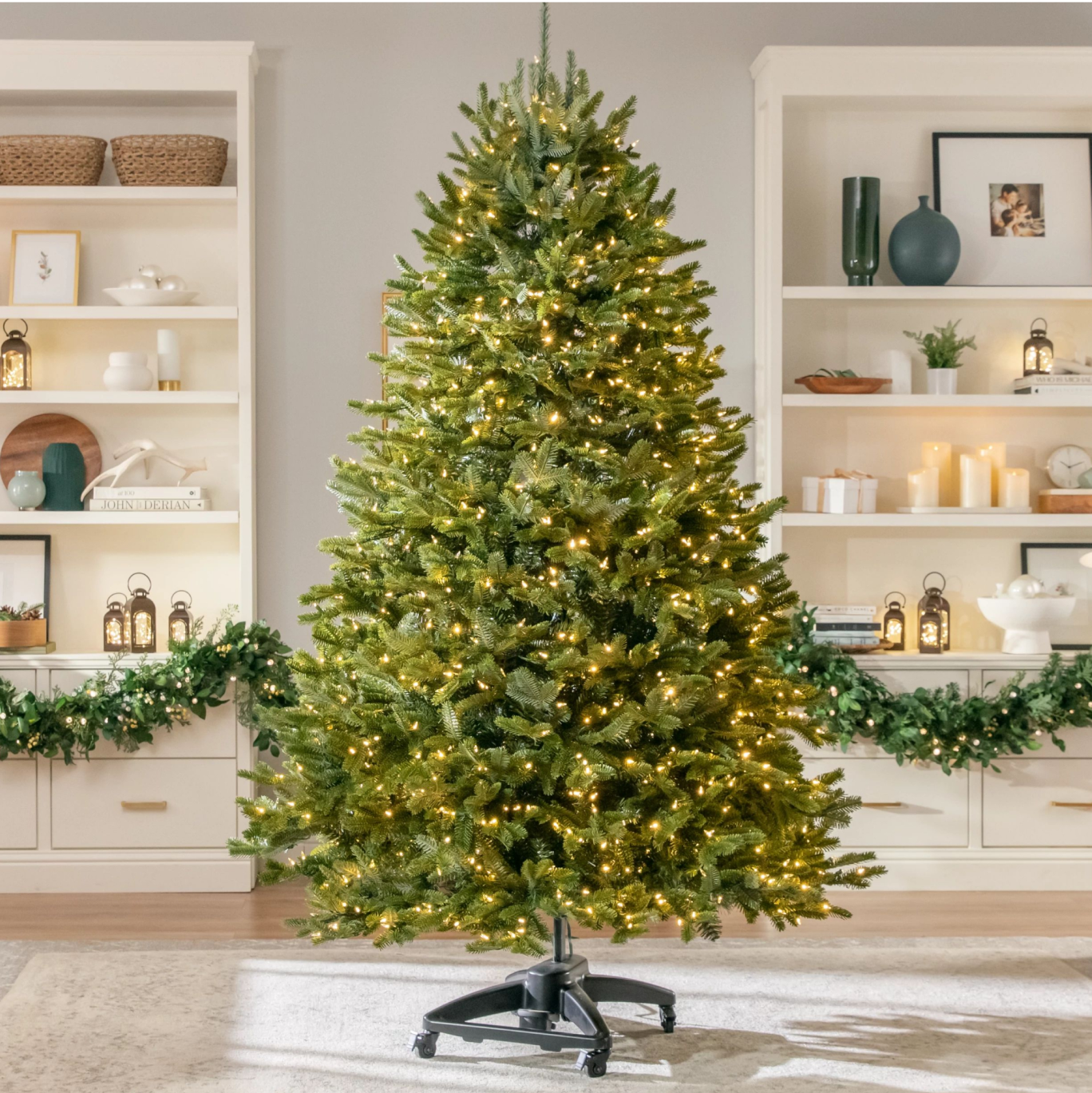 Pre-lit BH Fraser Fir® tree in a living room.