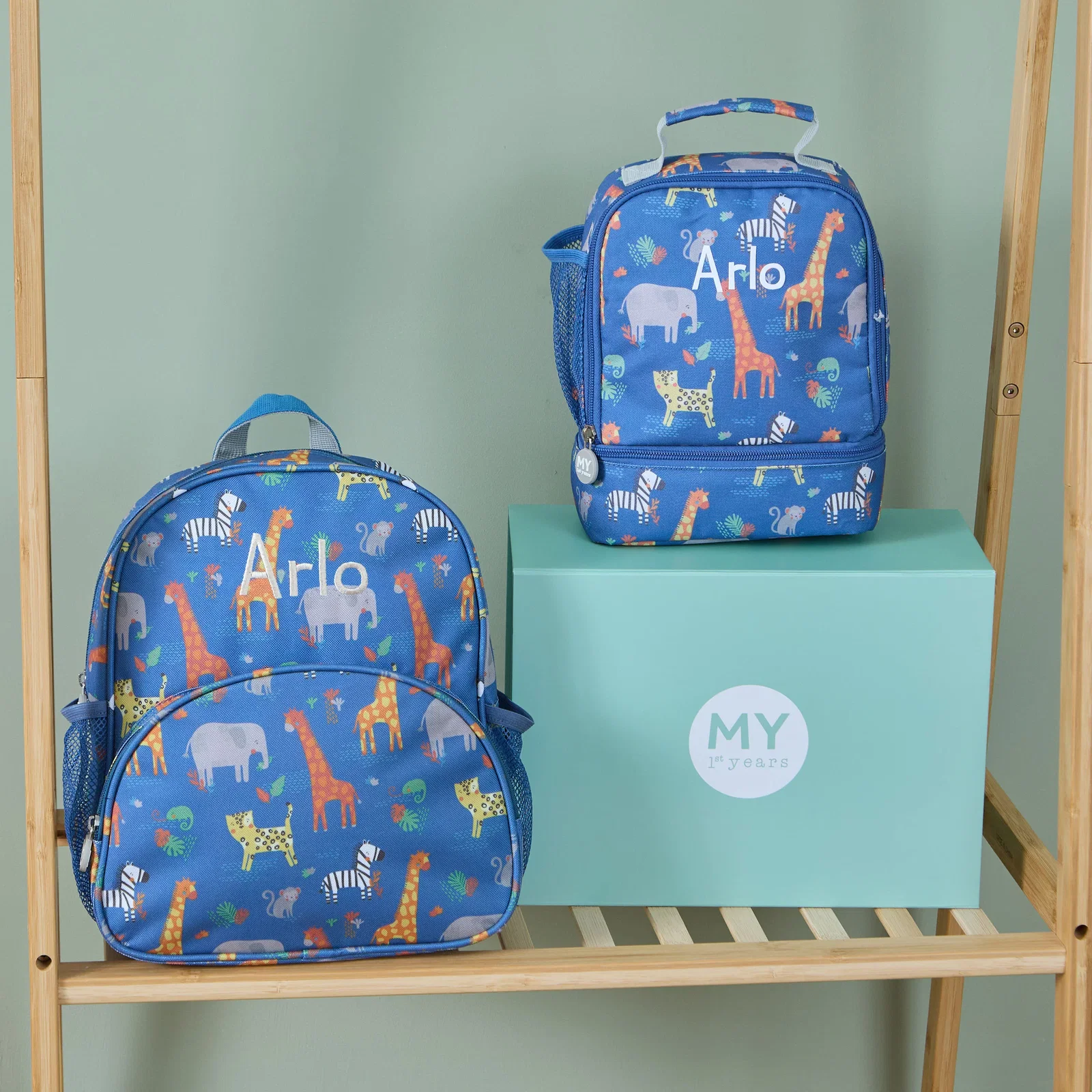 Image of Personalised Navy Safari Backpack  & Lunchbag Set