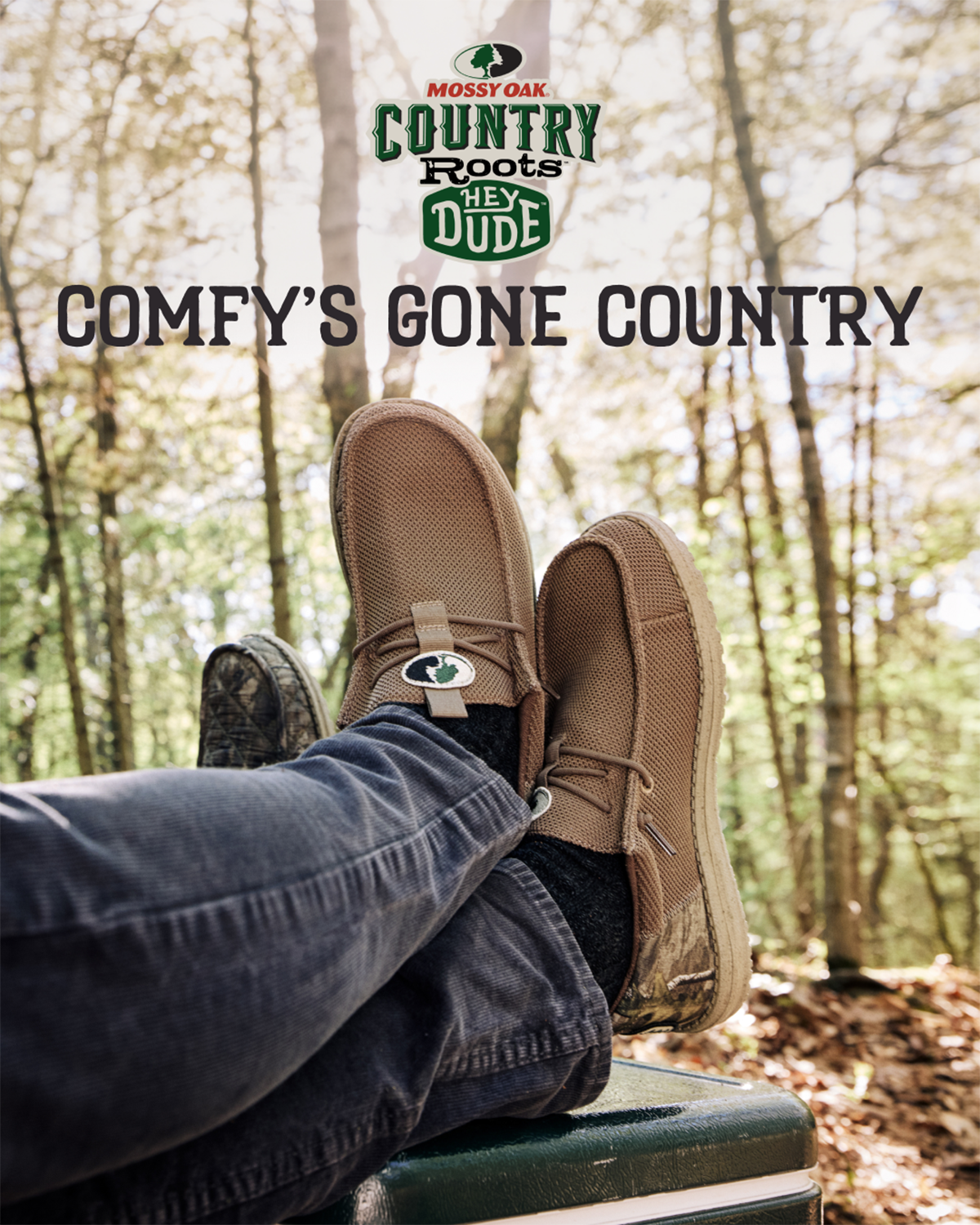Heydude x Mossy Oak | Comfy's Gone Country | Image of Mossy Oak Themed Heydude Sneakers