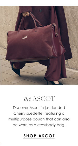 The Ascot - Discover Ascot in just-landed Cherry suedette, featuring a multipurpose pouch that can also be worn as a crossbody bag.