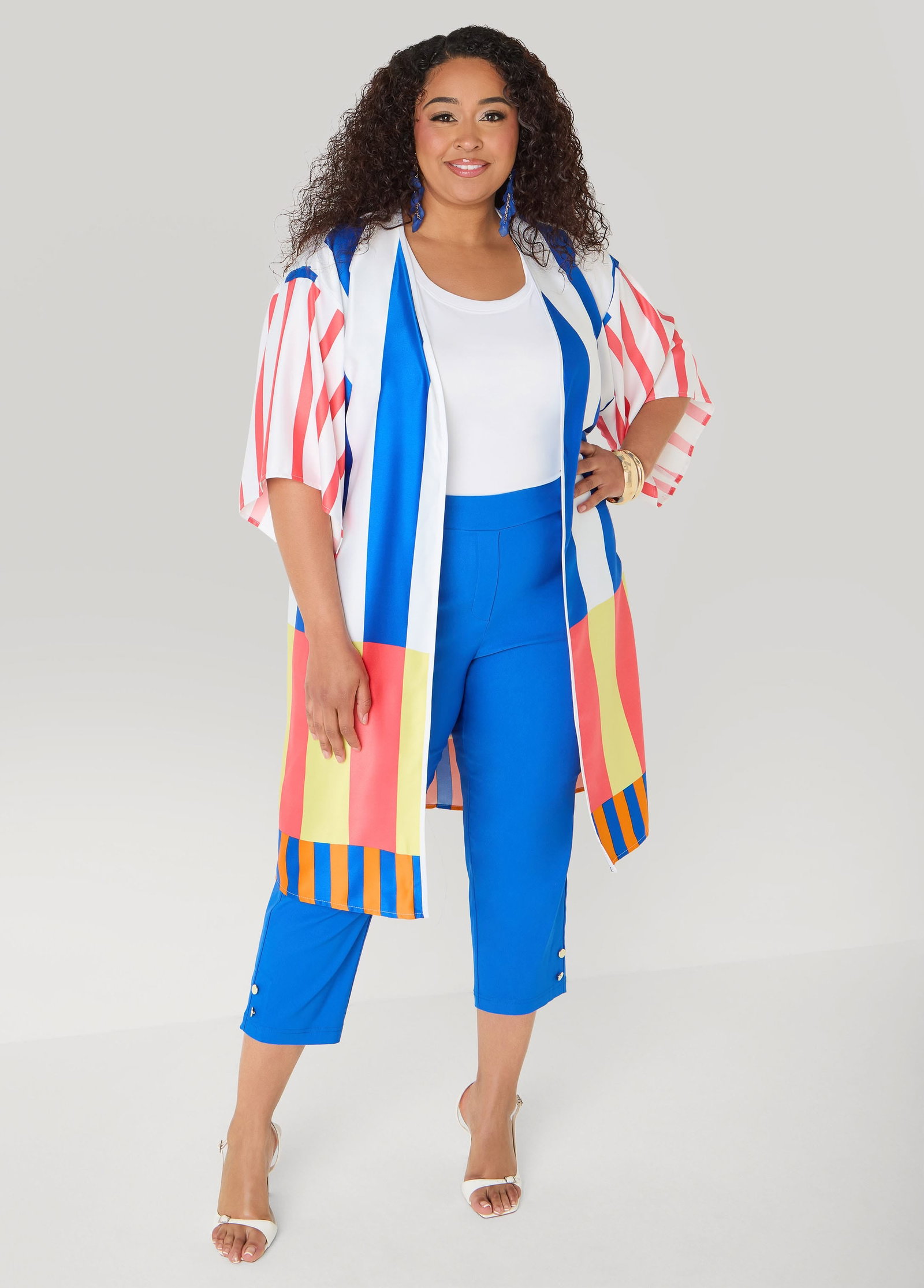 Striped Satin Kimono