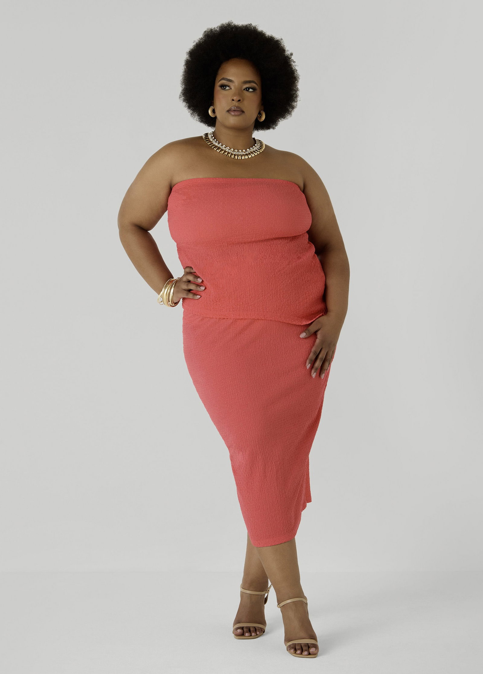 Textured Asymmetric Tube Top