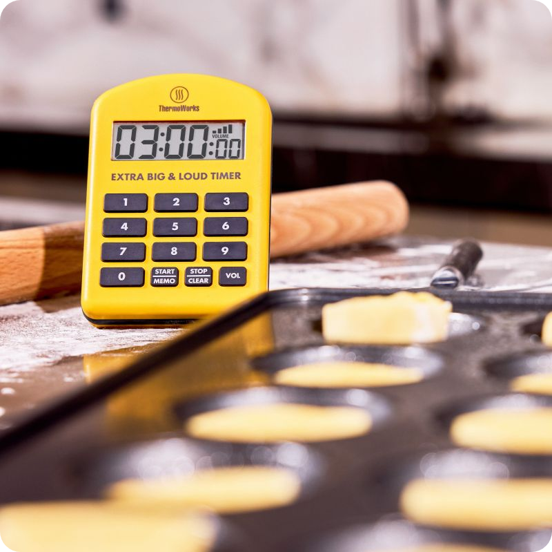 Extra Big & Loud Timer on Countertop with Muffin Tin
