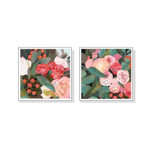 Eucalyptus Bouquet Set Of 2 White Frame Canvas Wall Art