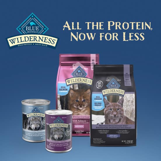 Blue Buffalo wilderness dry cat and dog food Product Ad