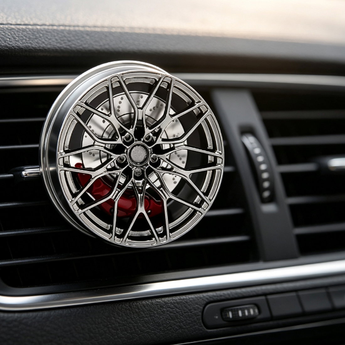 Mini Wheel Rim Car Air Freshener, CNC Aluminum Alloy Magnetic Vent Clip Diffuser, Rotating Auto Interior Decoration