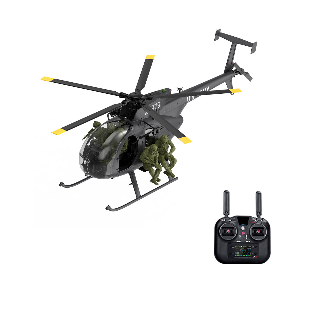 YU XIANG F118S MH-6 1/16 Scale 250-Class Little Bird FPV RC Military Helicopter with 5-Blade Flybarless 6G/3D RTF
