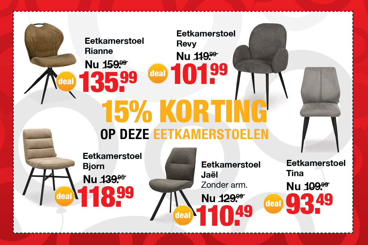 -15% op eetkamerstoelen